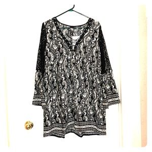 Lace sleeve babydoll dress